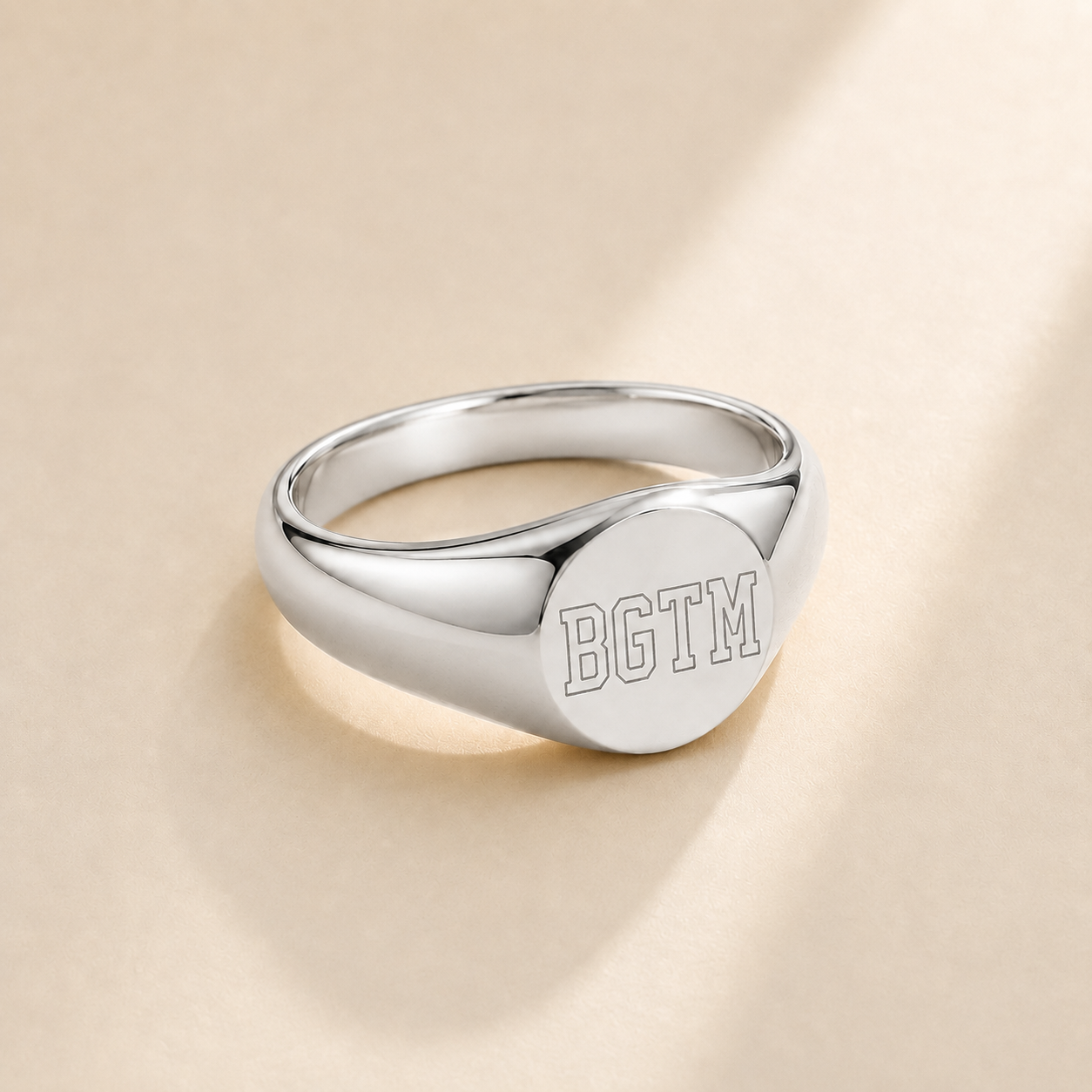 Custom Initials Ring Signet Style alternate angle detail - engraved initials ring Anthology Jewelry