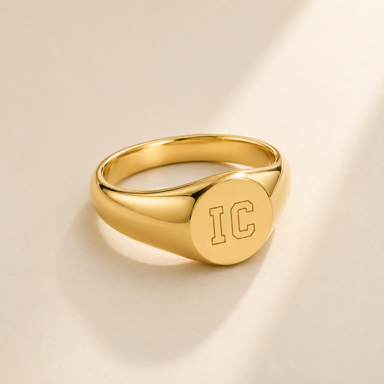 Custom Initials Ring Signet Style lifestyle photo - personalized initials ring Anthology Jewelry