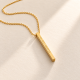 Gold medium column necklace three-quarter product view