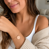 Custom Memorial Bracelet, rose gold finish, lifestyle shot
