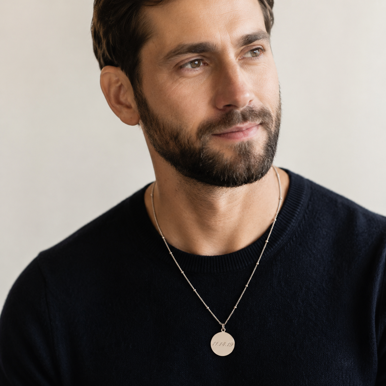 Custom Memorial Necklace, silver finish, gift for boyfriend