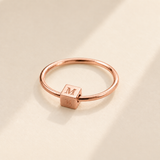 Custom Mini Block Ring in rose gold, front three-quarter hero
