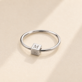 Custom Mini Block Ring in silver, front three-quarter hero