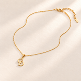 Custom Overlapping Initials Necklace glamour photo - full gold cable necklace with overlapping C and D pendant, clasp and extender Anthology Jewelry