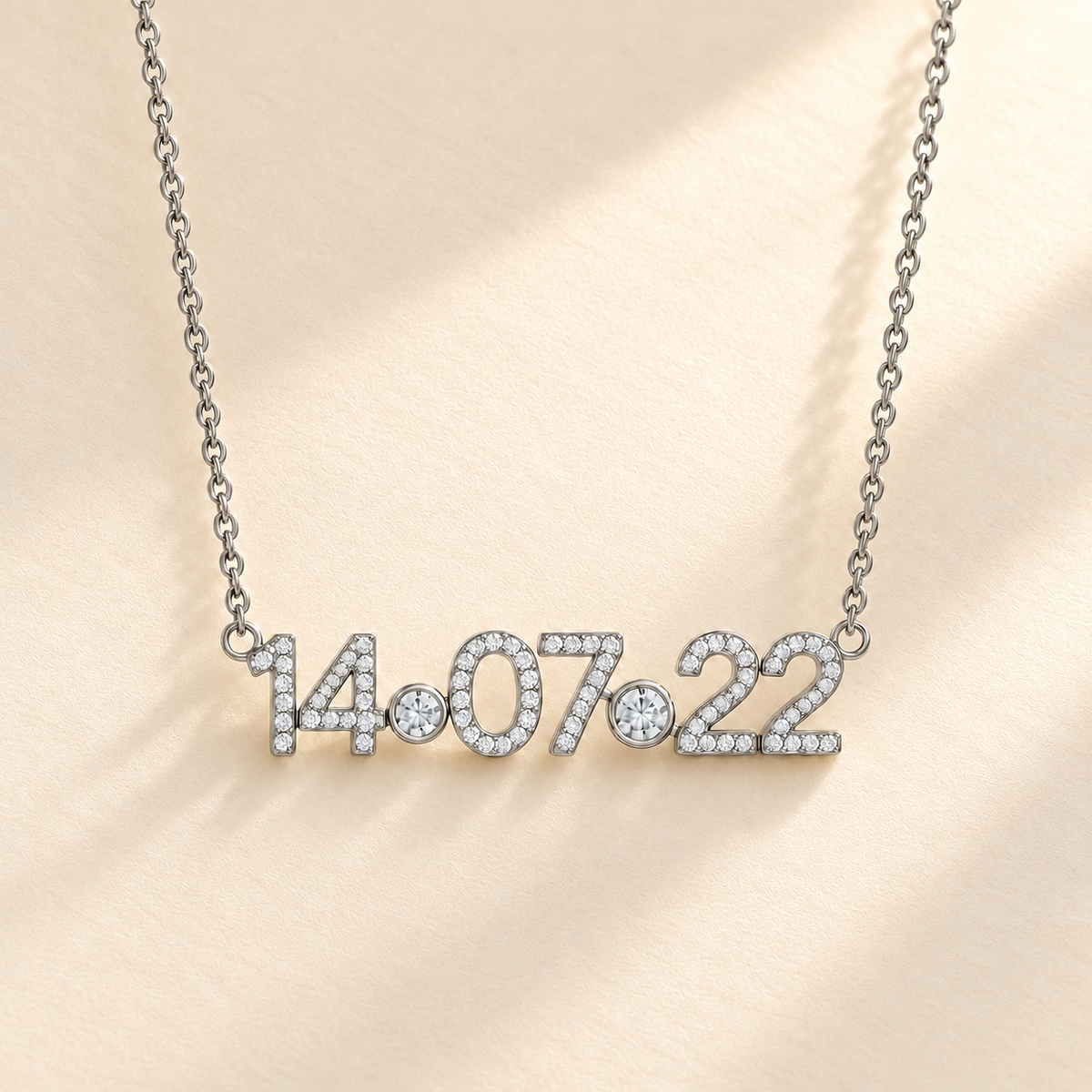 Custom Pavé Date Cutout Necklace silver metal variant hero photo - Anthology Jewelry