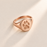 Rose gold custom paw print signet ring
