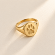 Gold custom paw print signet ring