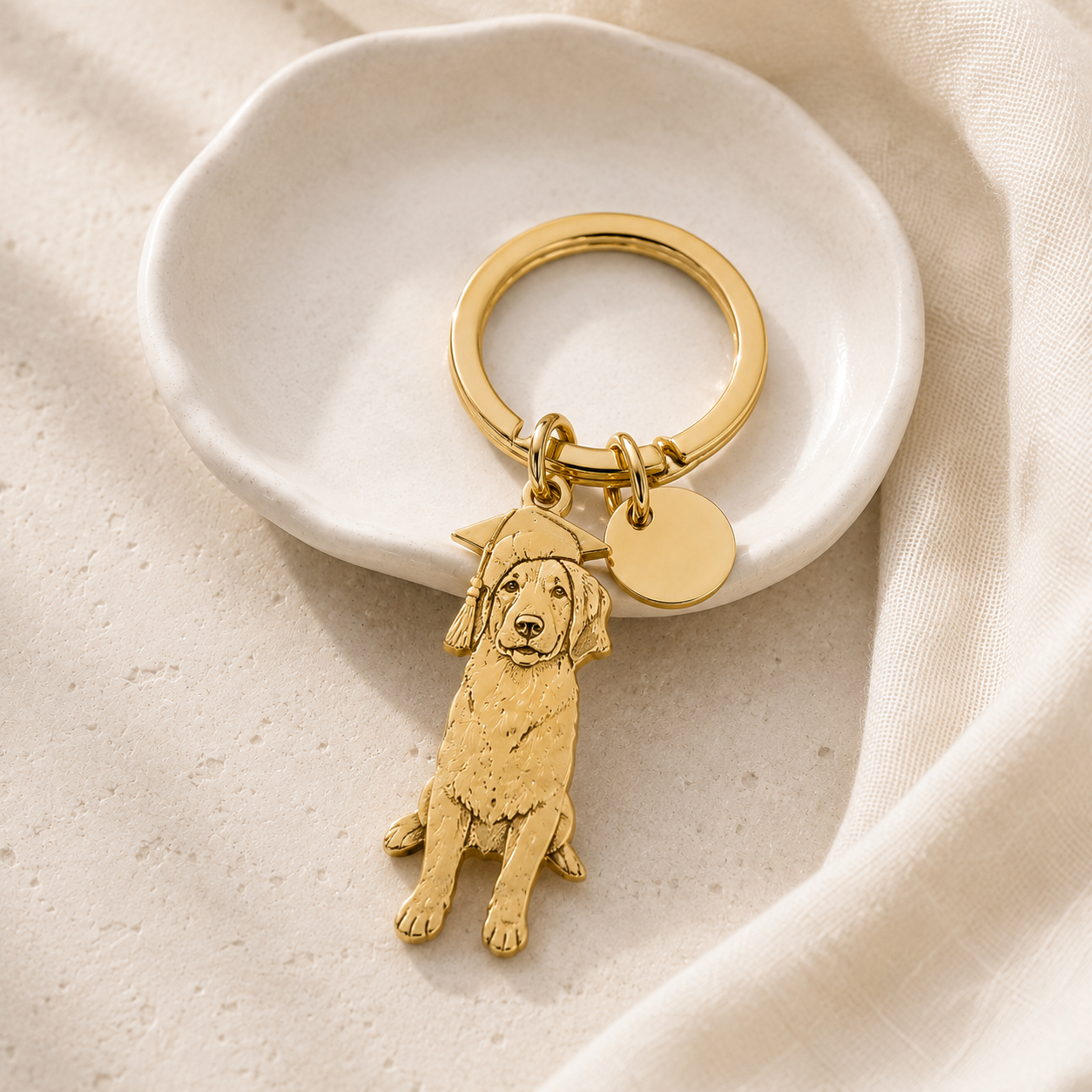 Custom pet keychain lifestyle - personalized pet portrait keychain gift