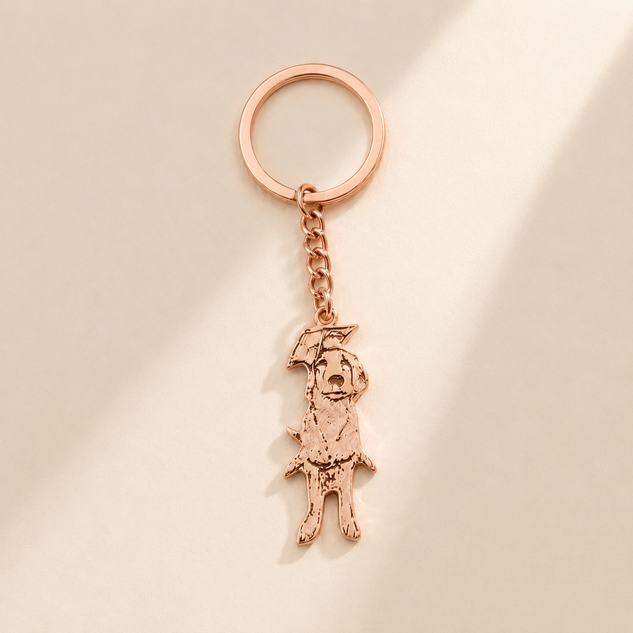 Custom Pet Keychain lifestyle photo - personalized pet silhouette keychain styled Anthology Jewelry