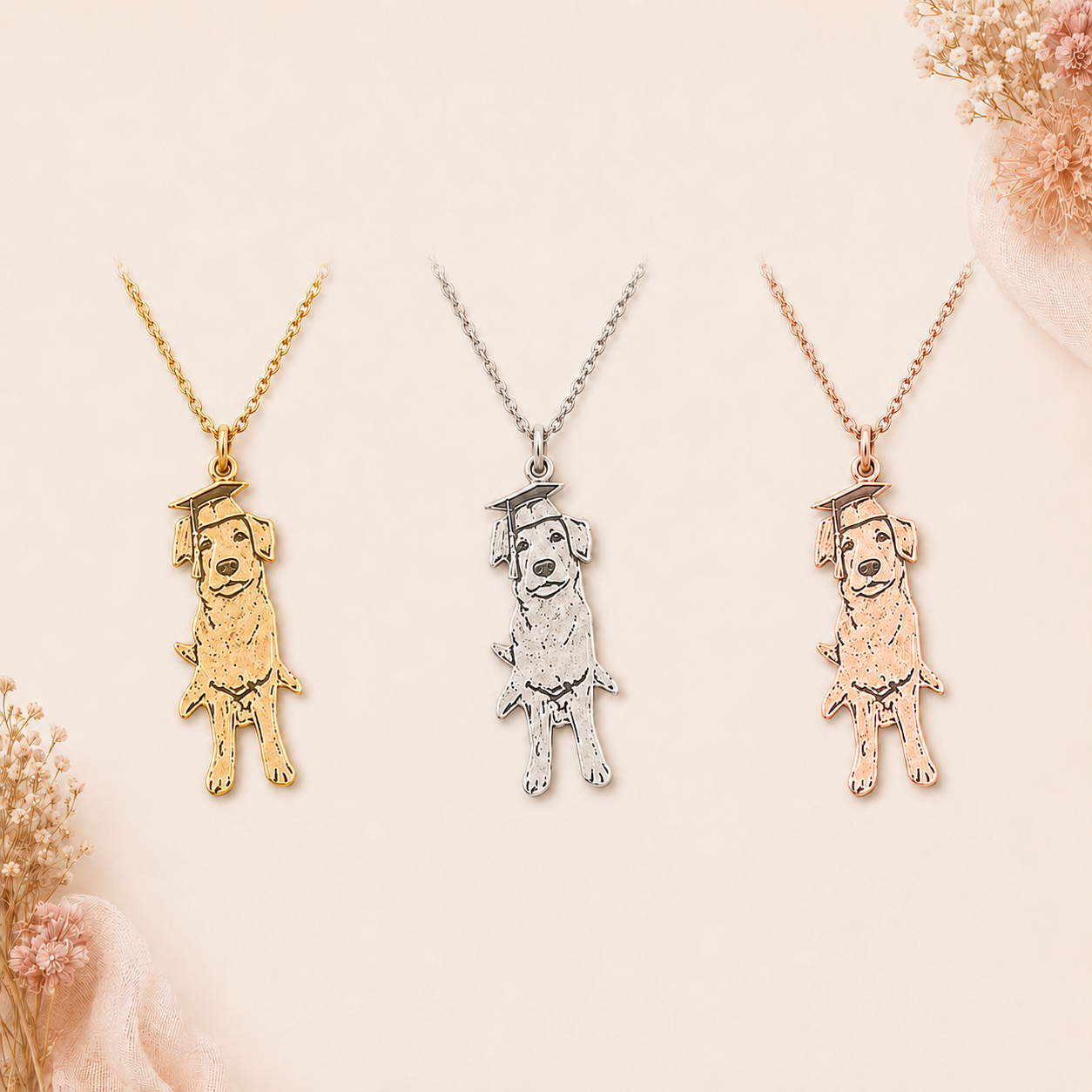 Custom pet necklace close up - personalized cat photo pendant detail