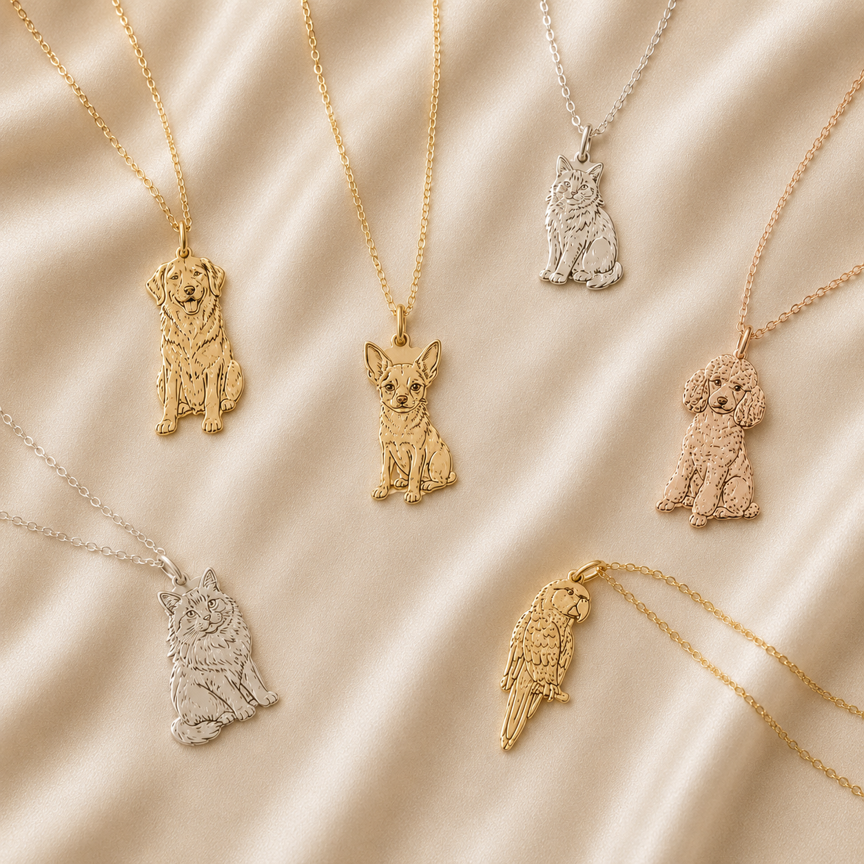 Custom pet necklace 14k gold - personalized pet photo jewelry gift