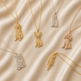 Custom pet necklace 14k gold - personalized pet photo jewelry gift