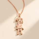 Custom Pet Necklace hero photo - rose gold pet silhouette pendant on cream background Anthology Jewelry