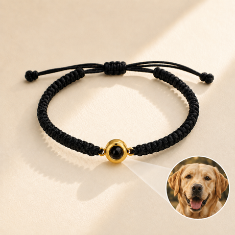 Custom Photo Bracelet with braided cord and hidden photo charm - Anthology Jewelry