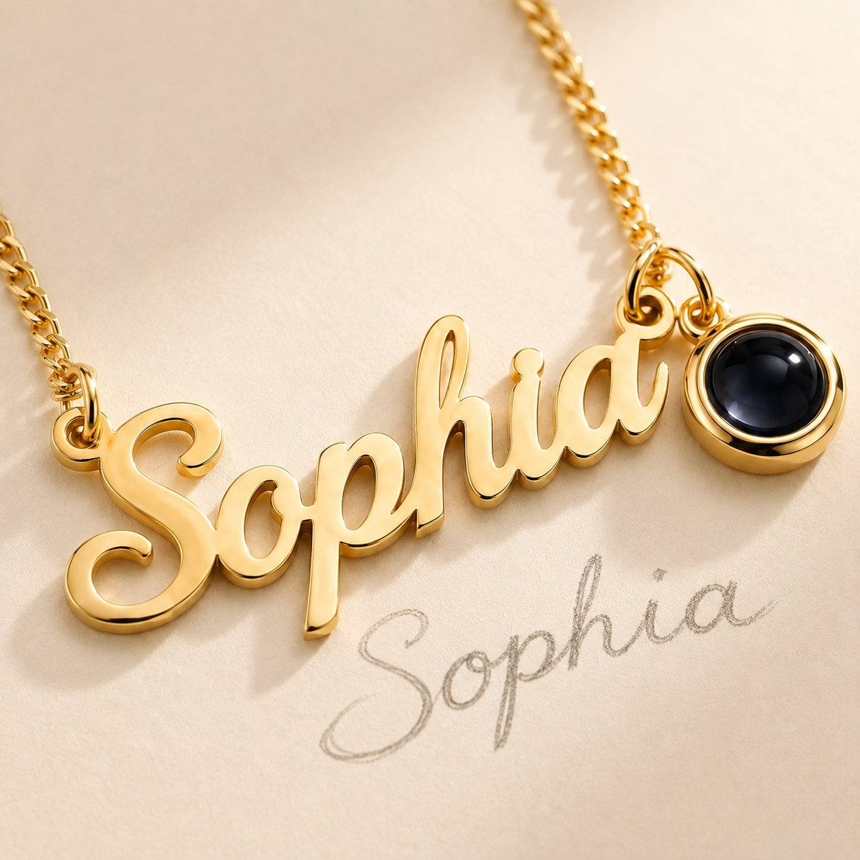 Custom Photo Handwriting Necklace lifestyle photo - personalized photo and signature pendant styled Anthology Jewelry