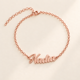 Custom Script Name Bracelet hero-rose-gold photo - rose gold Nadia bracelet same hero composition Anthology Jewelry