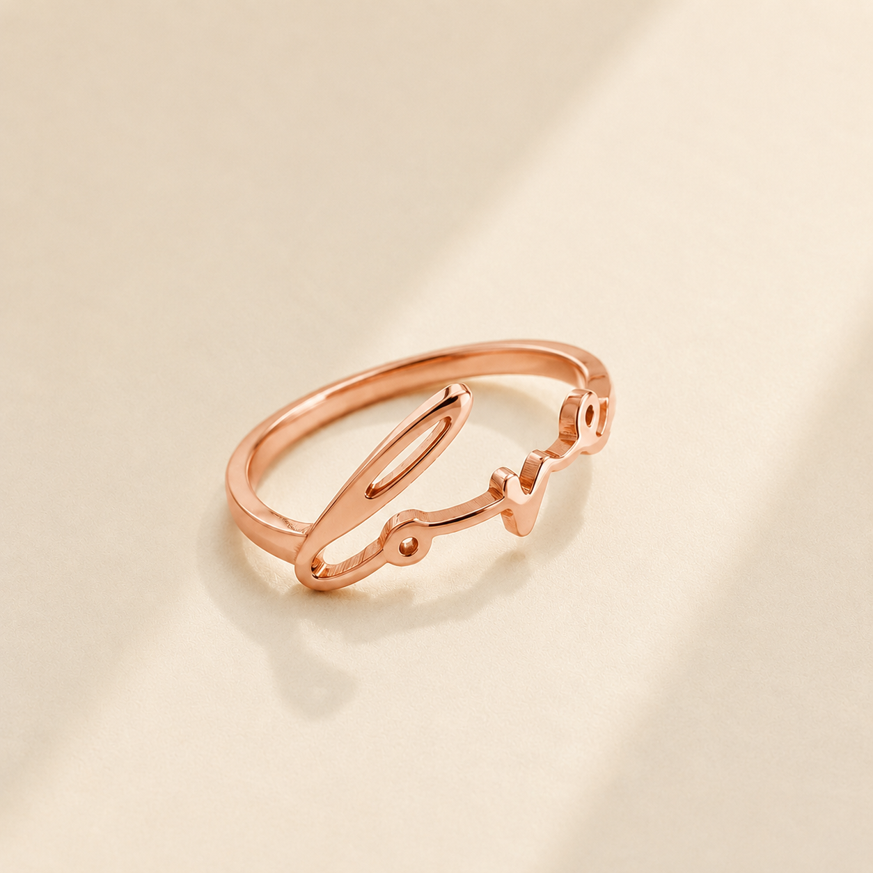 Custom Signature Ring alternate angle - personalized handwriting ring Anthology Jewelry.