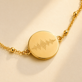 Custom Soundwave Bracelet worn lifestyle photo - personalized soundwave jewelry Anthology Jewelry