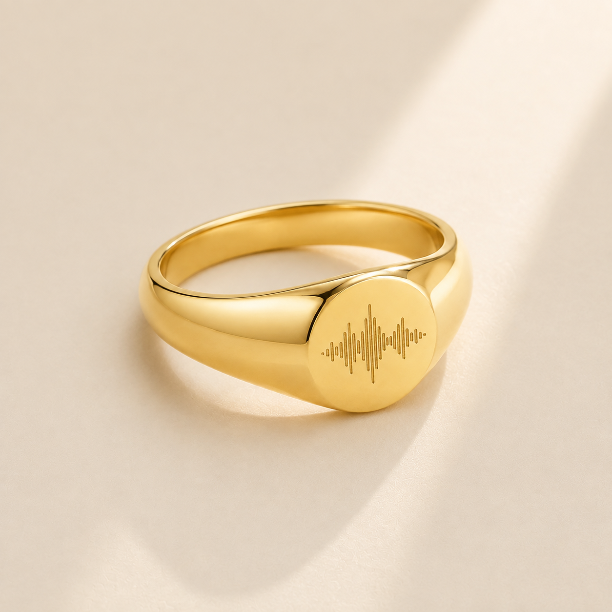Custom Soundwave Ring Signet Style lifestyle photo - personalized soundwave ring Anthology Jewelry