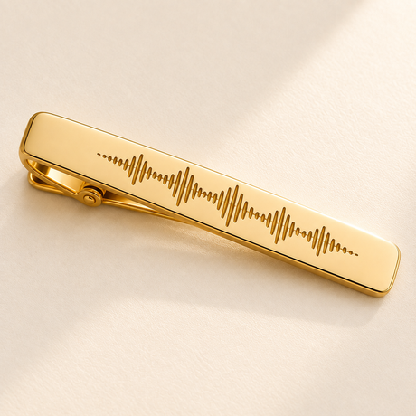 Custom Soundwave Tie Clip detail 1 photo - macro soundwave engraving Anthology Jewelry