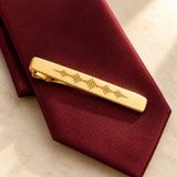 Custom Soundwave Tie Clip glamour 1 photo - gold tie clip styled on burgundy silk Anthology Jewelry