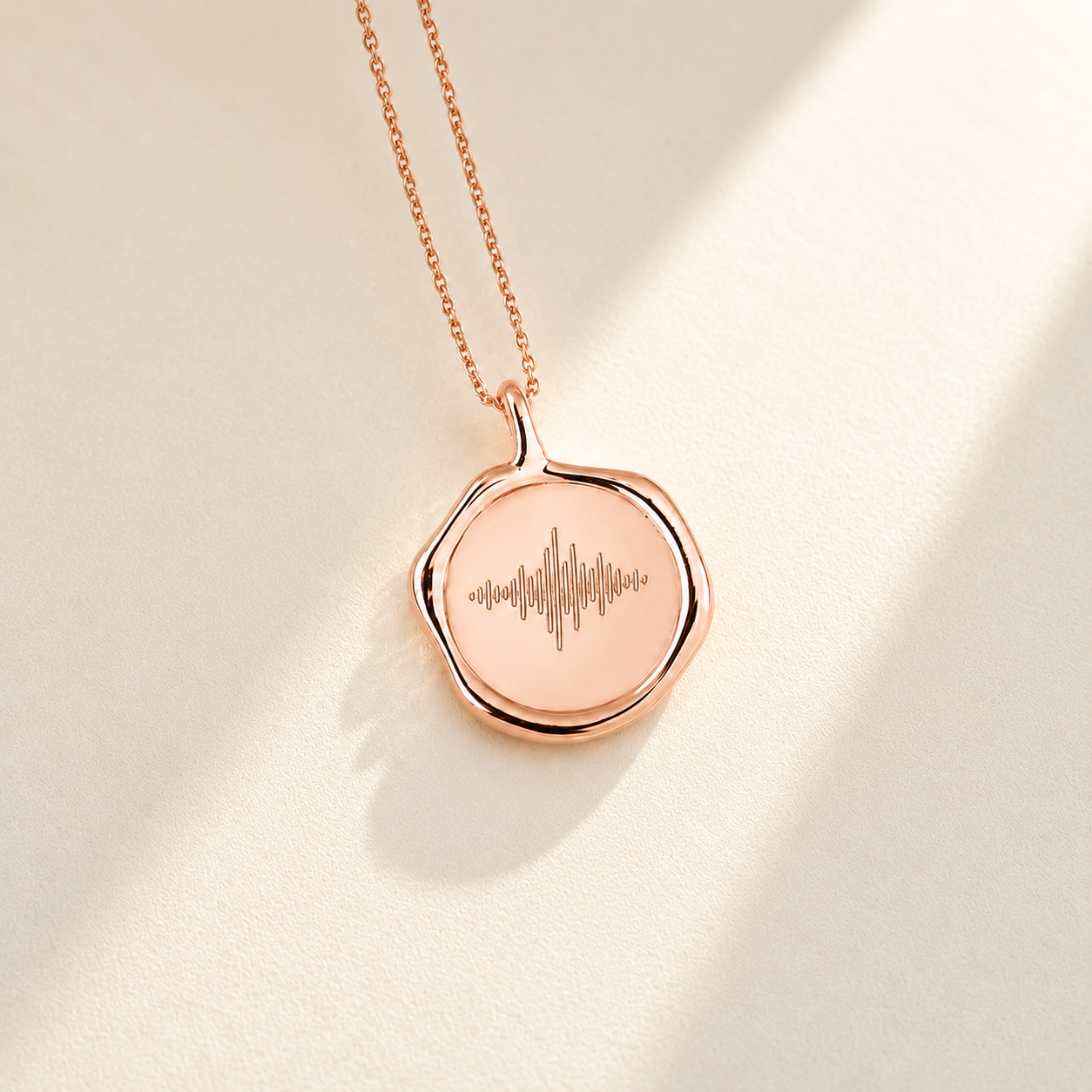 Custom Stamp Necklace alternate angle detail - engraved fingerprint stamp necklace Anthology Jewelry