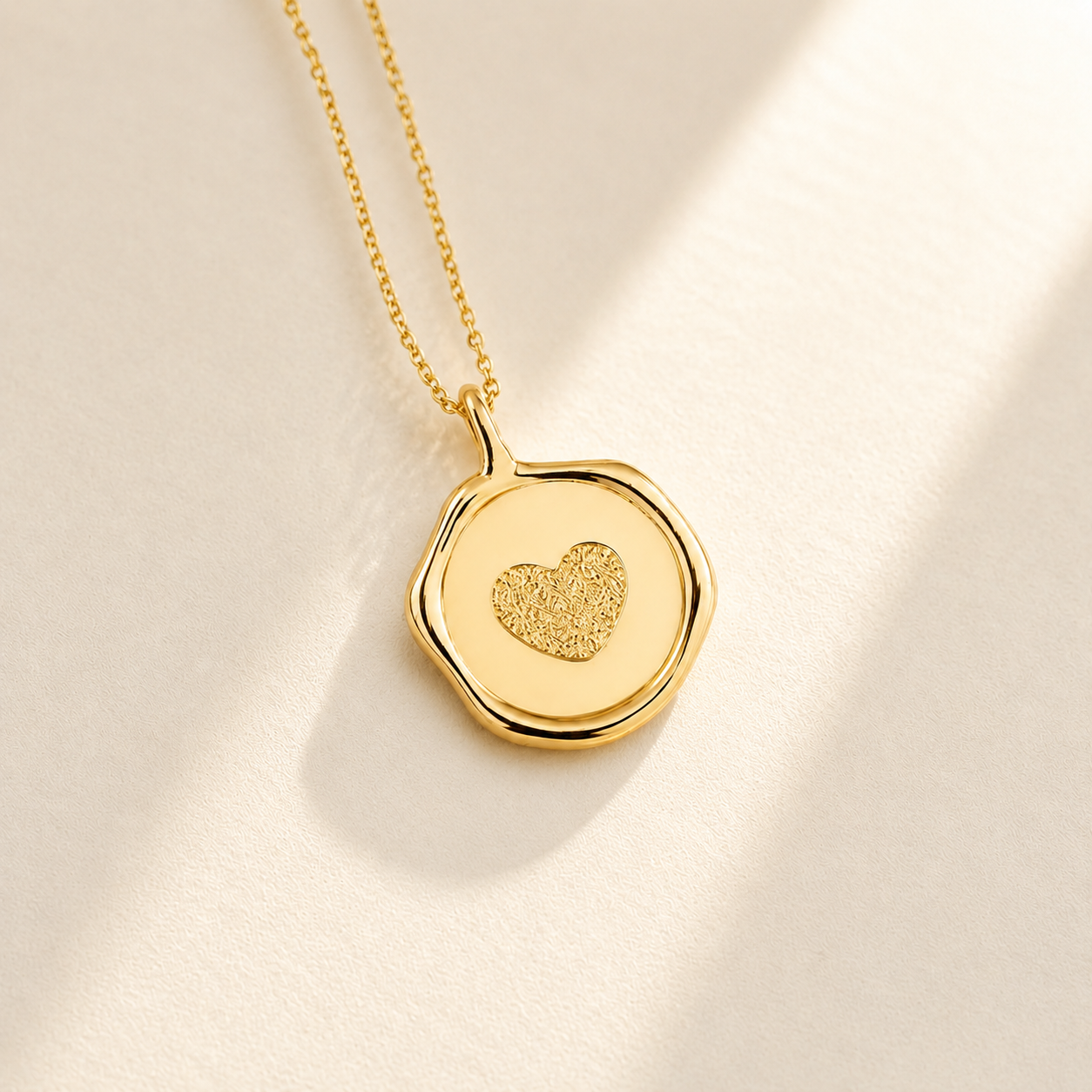 Custom Stamp Necklace lifestyle photo - personalized fingerprint stamp necklace Anthology Jewelry