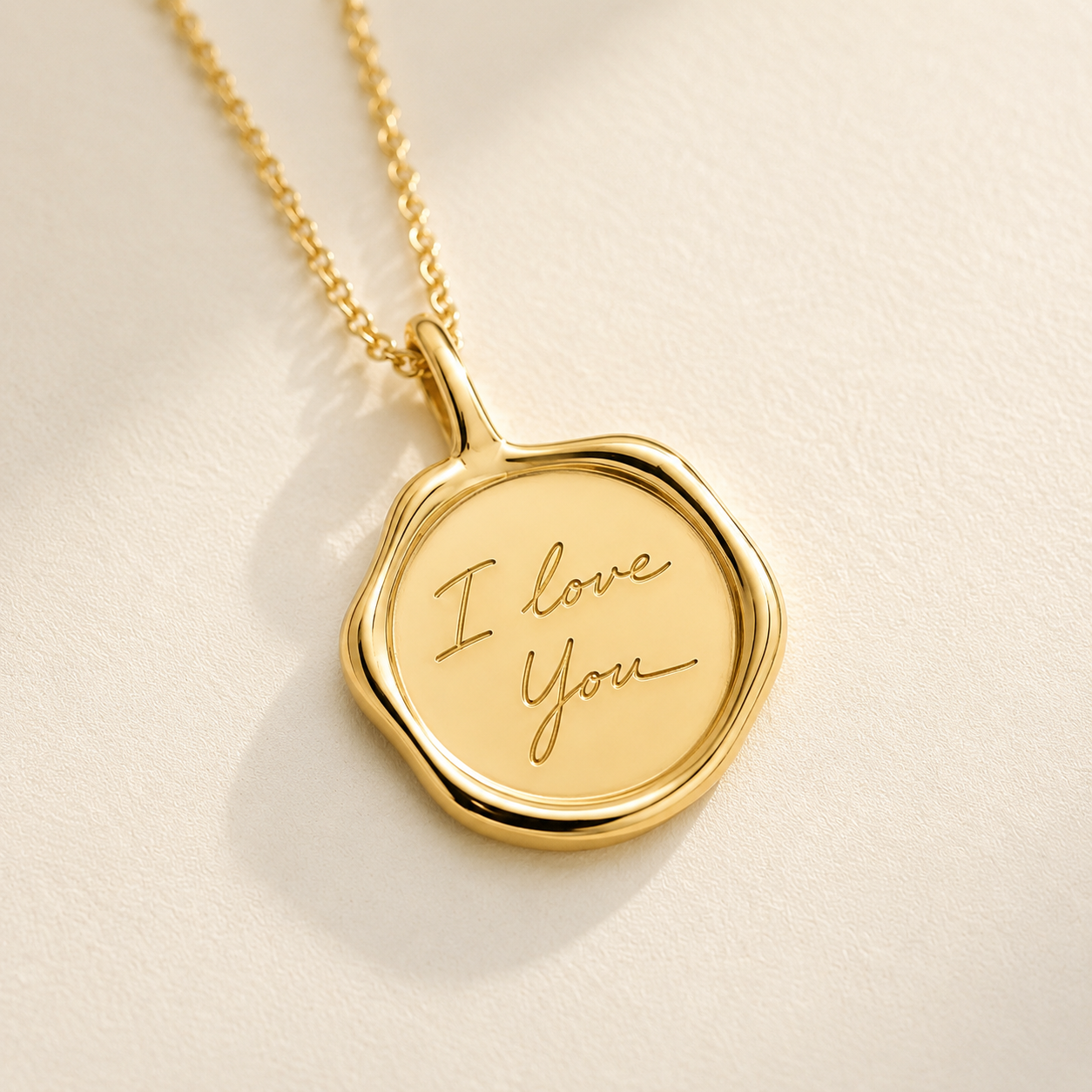 Custom Stamp Necklace worn lifestyle photo - personalized fingerprint stamp necklace Anthology Jewelry