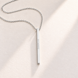 Custom Thin Column Necklace silver hero photo - column pendant engraved with a Roman numeral date Anthology Jewelry