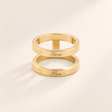 Custom Thin Double Ring hero photo - gold double band ring with handwritten Nora and Mae Anthology Jewelry