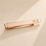Custom engraved tie clip in brass with silver finish