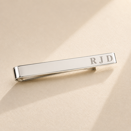 Custom tie clip with handwriting engraving in sterling silver