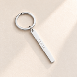 Custom Vertical Bar Keychain silver hero photo - OLIVIA engraving Anthology Jewelry
