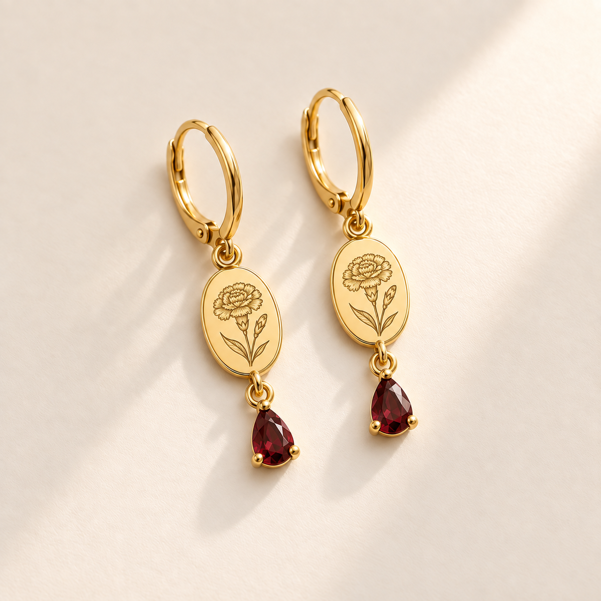 Custom Birth Flower & Birthstone Drop Earrings - Anthology Jewelry Company