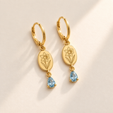 Custom Birth Flower & Birthstone Drop Earrings - Anthology Jewelry Company