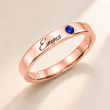 Name Ring with Birthstone (Classic Band) variant photo - rose gold september birthstone and Emma engraving Anthology Jewelry