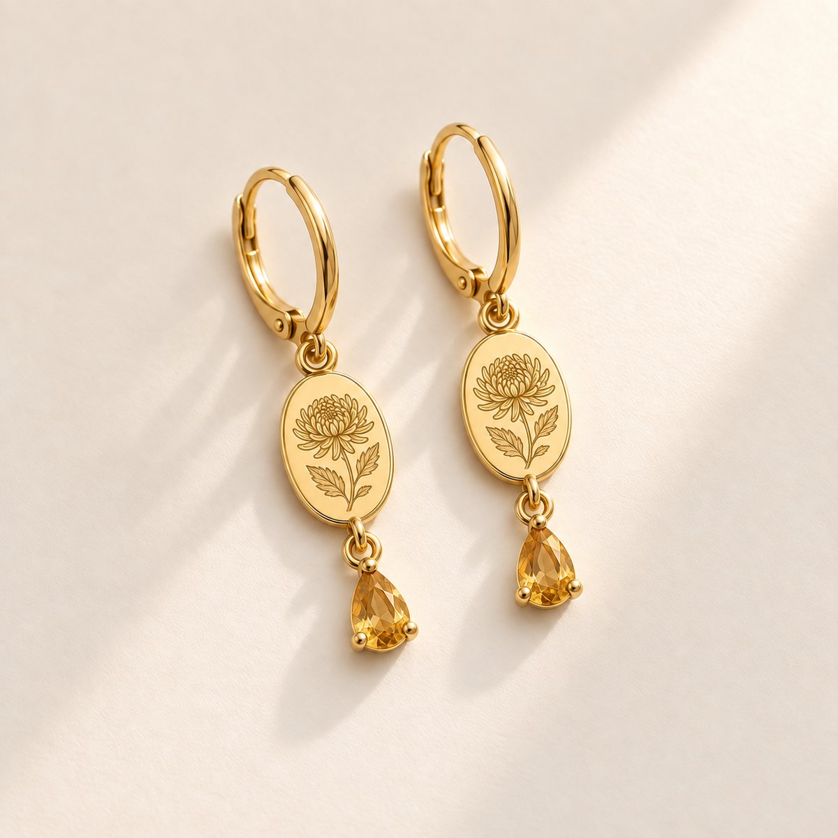 Custom Birth Flower & Birthstone Drop Earrings - Anthology Jewelry Company