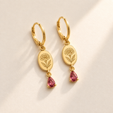 Custom Birth Flower & Birthstone Drop Earrings - Anthology Jewelry Company