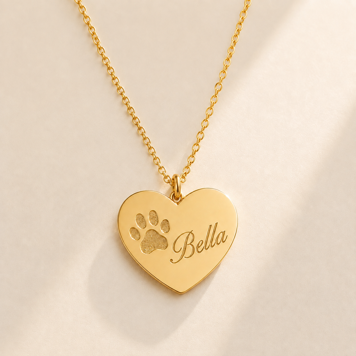 Paw Print Heart Necklace lifestyle photo - personalized pet memorial pendant Anthology Jewelry
