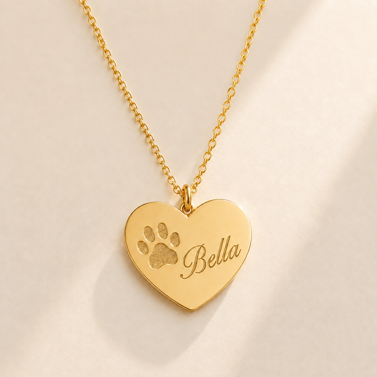 Paw Print Heart Necklace lifestyle photo - personalized pet memorial pendant Anthology Jewelry