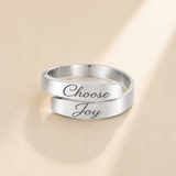 Personalized Message Ring close up detail - custom engraved cuff band Anthology Jewelry