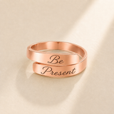 Personalized Message Ring alternate angle detail - custom engraved cuff band Anthology Jewelry
