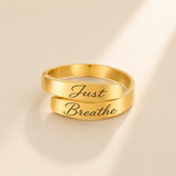 Personalized Message Ring lifestyle photo - custom engraved cuff band Anthology Jewelry