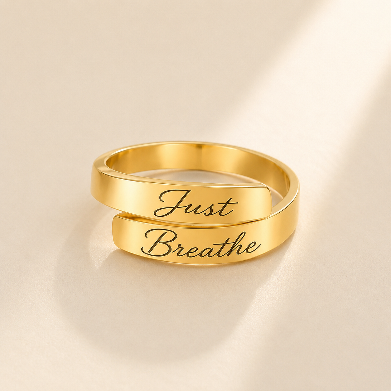 Personalized Message Ring lifestyle photo - custom engraved cuff band Anthology Jewelry