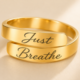 Personalized Message Ring worn lifestyle photo - custom engraved cuff band Anthology Jewelry