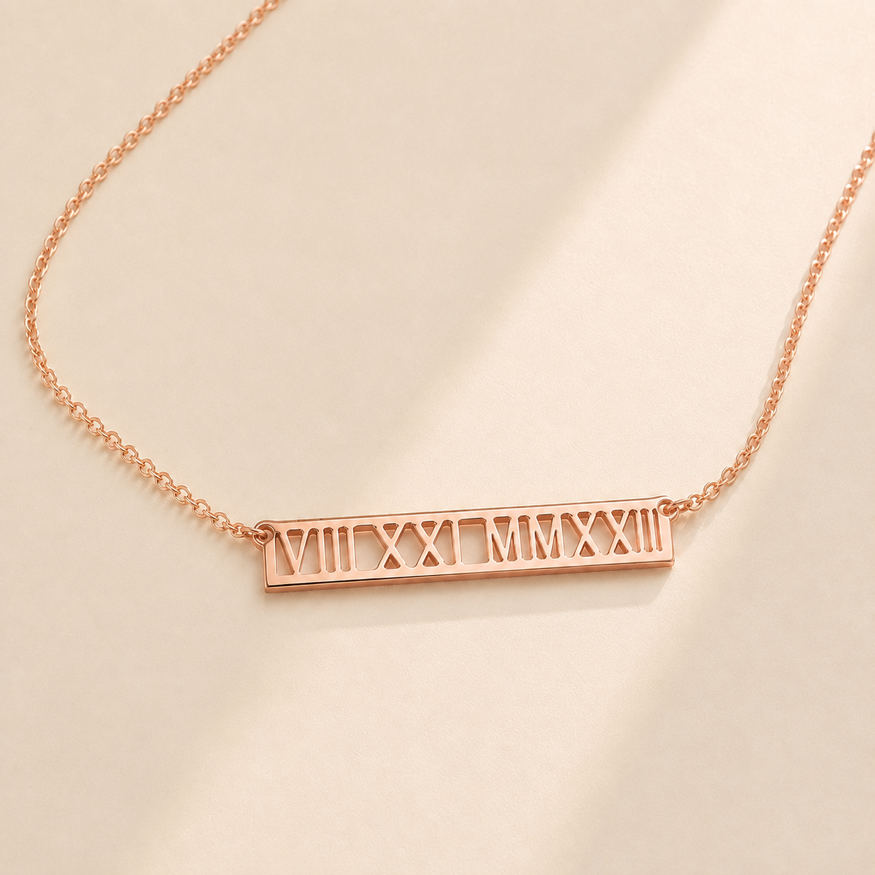 Roman numeral bar necklace styled - wedding date pendant gift Anthology Jewelry