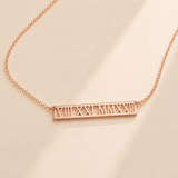 Roman numeral bar necklace styled - wedding date pendant gift Anthology Jewelry