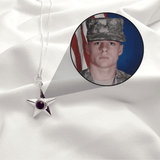 Custom memorial star necklace silver - personalized military photo pendant