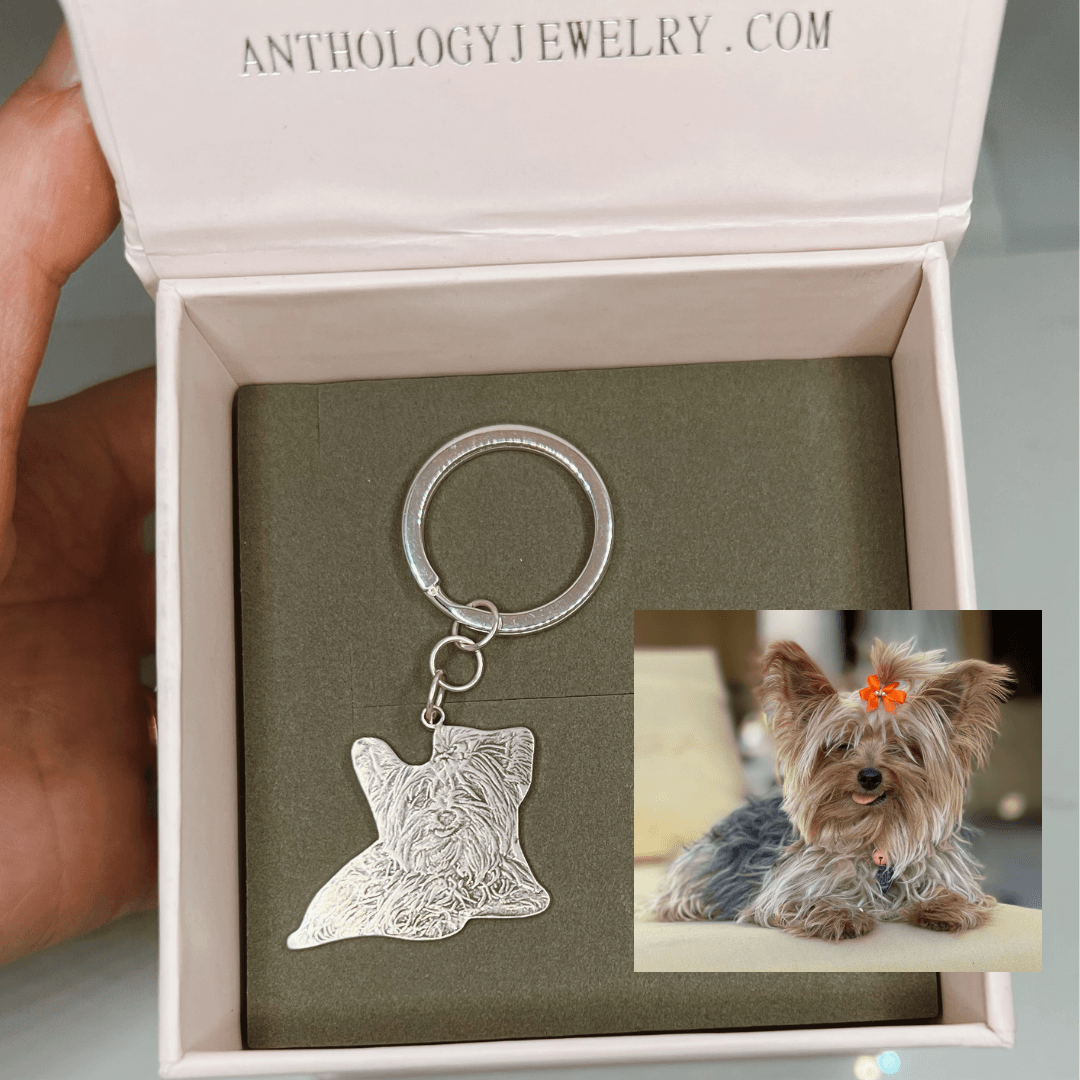 Custom pet photo keychain stainless steel - personalized pet memorial keychain